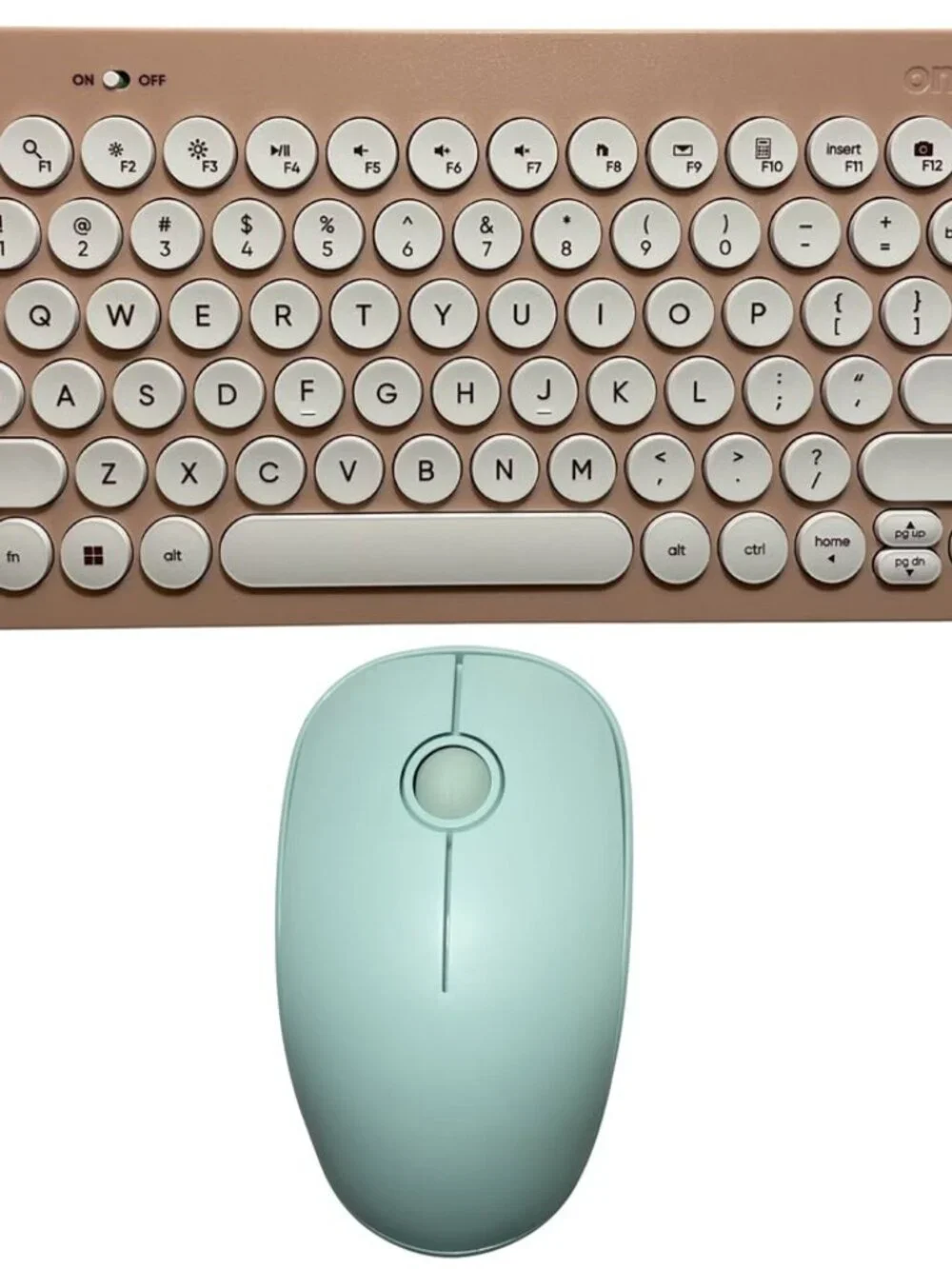 Pink Wireless Keyboard + Mint Green Wireless Mouse Aesthetic Desk Working Bundle